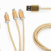 GEMBIRD Kabel CABLEXPERT USB A Male/Micro B + Type-C + Lightning, 1m, opletený, zlatý, blister