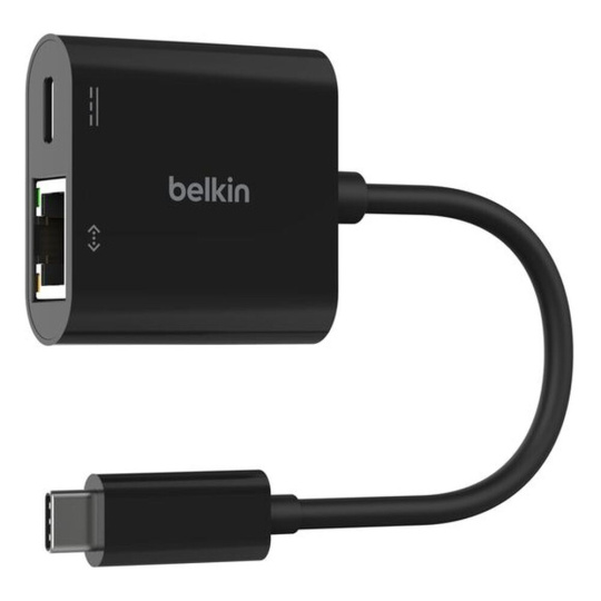 Belkin Connect USB-C adaptér s Gigabit Ethernetem RJ45 + 100W napájením, černý