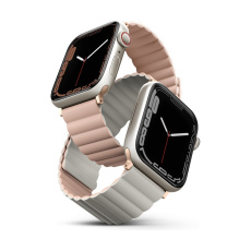 UNIQ Revix oboustranný řemínek pro Apple Watch 42/41/40/38mm Blush (růžový/béžový)