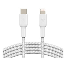 Belkin BOOST Charge Braided USB-C/Lightning odolný kabel, 2m, bílý