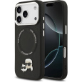 Karl Lagerfeld PU Karl and Choupette Heads Pins MagSafe kryt iPhone 17 Pro Max černý