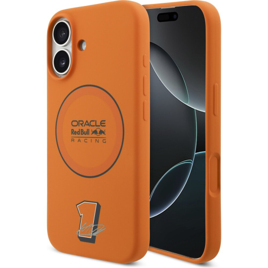 Oracle Red Bull Racing Silicone Blue Ring MagSafe kryt iPhone 17 oranžový