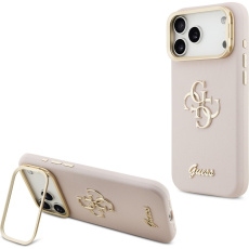 Guess PU Grained 4G Logo Stand Camera Frame kryt iPhone 17 Pro Max růžový Guess PU Grained 4G Logo Stand Camera Frame kryt iPhone 17 Pro Max růžový
