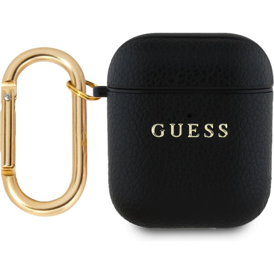 Guess PU Grained Classic Logo pouzdro pro AirPods 1/2 černé