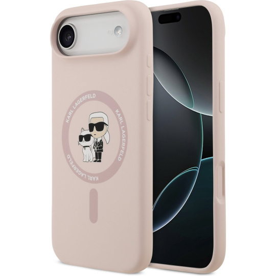Karl Lagerfeld Liquid Silicone Karl and Choupette MagSafe kryt iPhone Air růžový