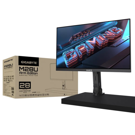 GIGABYTE LCD - 28" Gaming monitor M28U AE, SS IPS, 3840 x 2160 UHD, 144Hz, 1000:1, 300cd/m2, 1ms, 2xHDMI, 1xDP