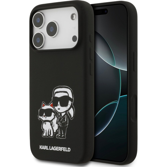 Karl Lagerfeld Liquid Silicone K&CH Sketch MagSafe kryt iPhone 17 Pro černý Karl Lagerfeld Liquid Silicone K&CH Sketch MagSafe kryt iPhone 17 Pro černý