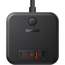 Baseus PowerCombo Cube prodlužovací kabel 3x zásuvka + 2x USB + 2x USB-C 30W 1.5m černý