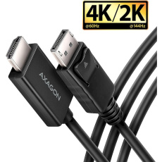 AXAGON DisplayPort 1.4/HDMI 2.0b kabel 4K 1,8m černý