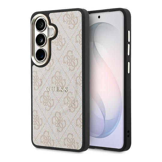 Guess PU Leather 4G Gold Frame Magnetic kryt Samsung Galaxy S26 růžový