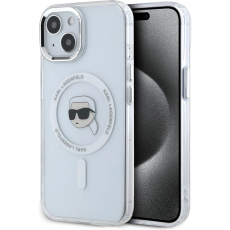 Karl Lagerfeld IML Karl Head Metal Frame MagSafe zadní kryt iPhone 15 čirý