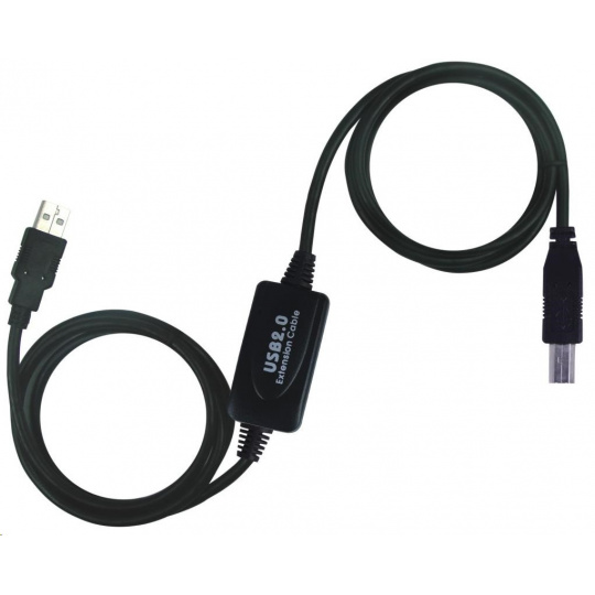 PREMIUMCORD USB 2.0 repeater a propojovací kabel A/M-B/M 15m