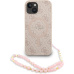 Guess PU Leather 4G Colored Ring Strap MagSafe kryt iPhone 15 růžový