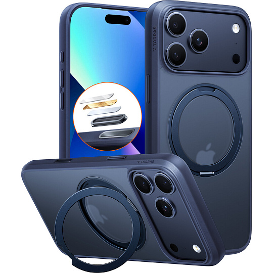 Torras Ostand Pro MagSafe kryt iPhone 17 Pro midnight blue