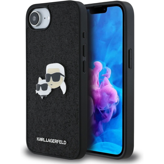 Karl Lagerfeld Fixed Glitter Metal K&CH kryt iPhone 16e černý