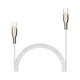 FIXED opletený kabel USB-C/USB-C (PD), 1.2m, USB 2.0, 100W, bílý