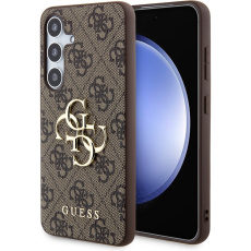 Guess PU 4G Metal Logo Zadní kryt Samsung Galaxy S24+ hnědý