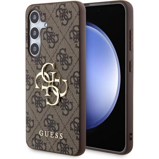 Guess PU 4G Metal Logo Zadní kryt Samsung Galaxy S24+ hnědý