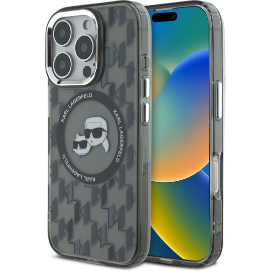 Karl Lagerfeld IML Monogram K&CH Heads MagSafe kryt pro iPhone 16 Pro černý