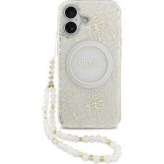 Guess IML Flowers Allover Strap MagSafe kryt iPhone 17 bílý