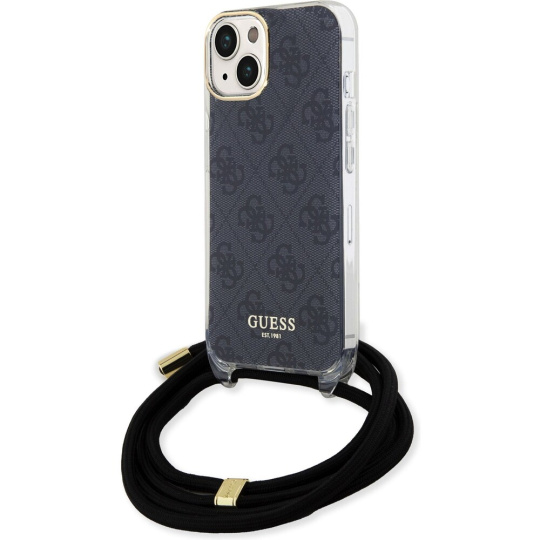 Guess IML 4G Printed Crossbody kryt iPhone 15 černý