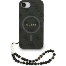 Guess PU Leather 4G Colored Ring Strap MagSafe kryt iPhone 16e černý
