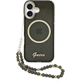 Guess IML Glitter Script Strap MagSafe kryt iPhone 17 černý