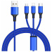 PremiumCord kabel USB 3v1 - USB-C / micro USB / Lightning modrý 1,2m