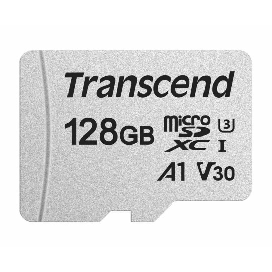 TRANSCEND MicroSDXC karta 128GB 300S, UHS-I U3 V30 + adaptér