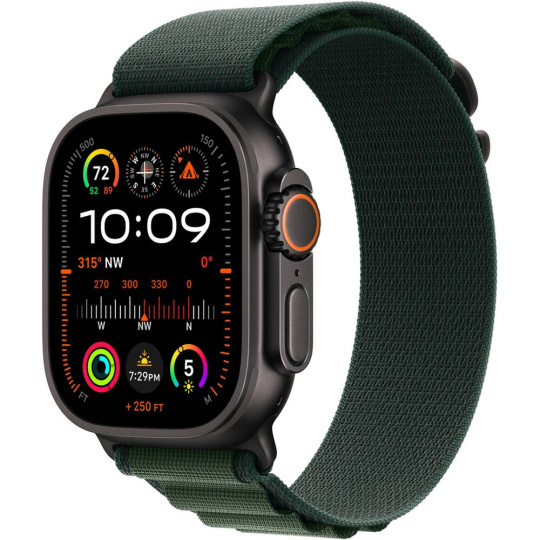 Apple Watch 49/44/45/46mm tmavě zelený alpský tah s černým titanem L