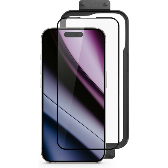 Epico ImpactBuffer tvrzené sklo 3D pro iPhone 16 Plus s instalačním rámečkem