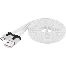 PremiumCord micro USB 2.0 A-B plochý PVC kabel bílý 2m