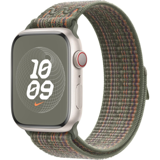 Apple Watch 49/45/44/42mm sekvojově zelený / oranžový provlékací sportovní řemínek Nike