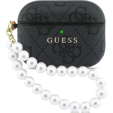 Guess PU 4G Classic Logo Pearl Strap pouzdro AirPods Pro 3 černé