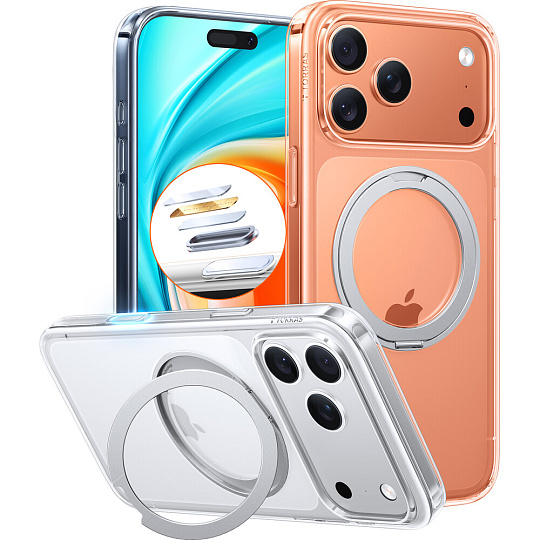 Torras Ostand Pro MagSafe kryt iPhone 17 Pro clear Torras Ostand Pro MagSafe kryt iPhone 17 Pro clear