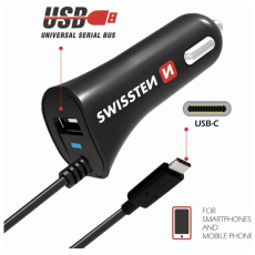 SWISSTEN CL autonabíječka USB-C a USB 2,4A 