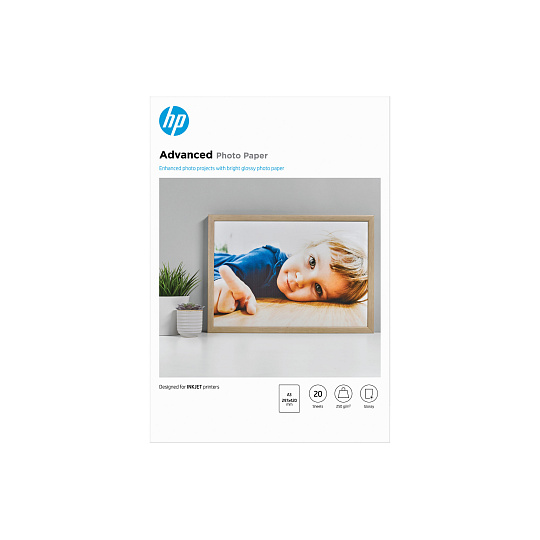 HP Advanced Glossy Photo Paper-20 sht/A3/297 x 420 mm,  10.5 mil,  250 g/m2, Q8697A