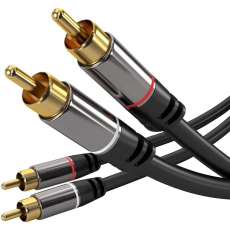 PremiumCord kabel 2x Cinch - 2x Cinch M/M HQ černý 1,5m