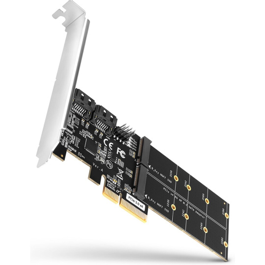 AXAGON PCES-SA4M2 PCIe řadič 2x interní SATA 6G port + 2x SATA M.2 slot