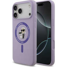 Karl Lagerfeld Liquid Silicone Karl and Choupette MagSafe kryt iPhone 17 Pro Max fialový