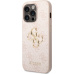 Guess PU 4G Metal Logo kryt iPhone 14 Pro Max růžový