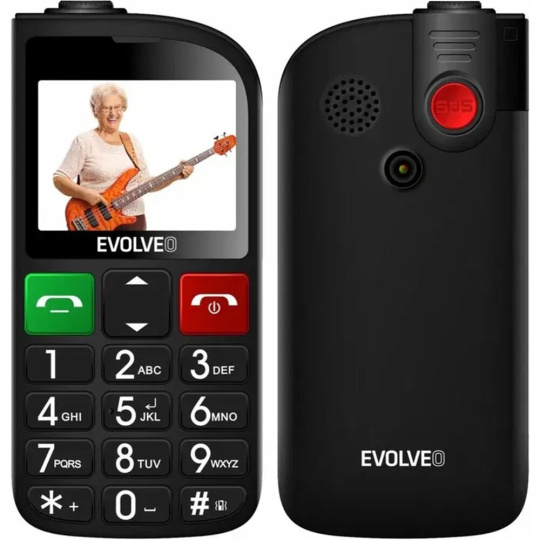 EVOLVEO EasyPhone FL mobilní telefon pro seniory s nabíjecím stojánkem černá