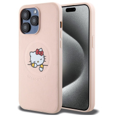 Hello Kitty PU Kitty Asleep Logo MagSafe kryt iPhone 15 Pro Max růžový