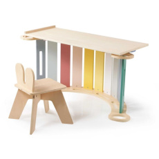 Dřevěná montessori houpačka 100 cm 6v1 max s prknem a židlí - set pastel