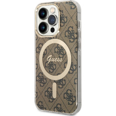 Guess 4G IML MagSafe kryt iPhone 14 Pro hnědý