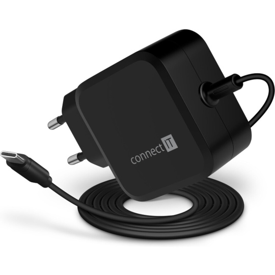 CONNECT IT C-Power Mini univerzální notebookový adaptér USB-C černý PD 67 W 