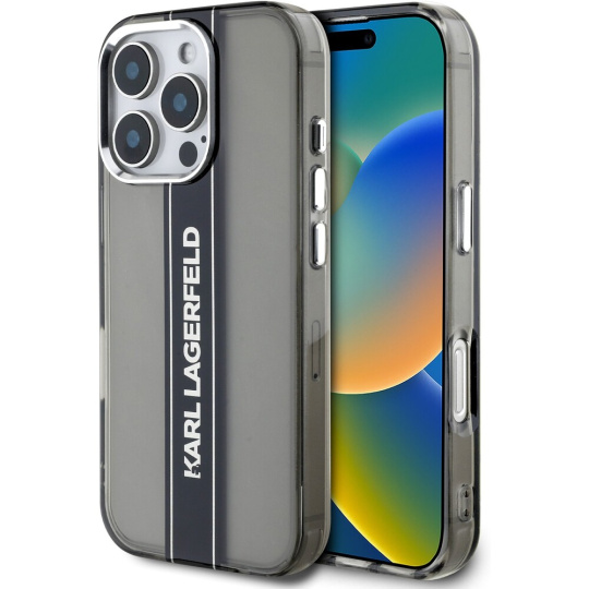 Karl Lagerfeld IML Stripe Logo kryt iPhone 16 Pro černý