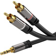 PremiumCord stíněný kabel stereo Jack 3.5mm - 2x Cinch M/M HQ černý 1,5m