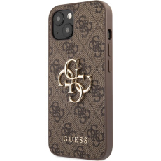 Guess PU 4G Metal Logo Case iPhone 13 hnědý