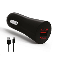 WG - Autonabíječka Fast 1x USB-A, Quick Charge 3.0, 5 V - 9 V - 12 V, + kabel Type-C, černá WG - Autonabíječka Fast 1x USB-A, Quick Charge 3.0, 5 V - 9 V - 12 V, + kabel Type-C, černá
